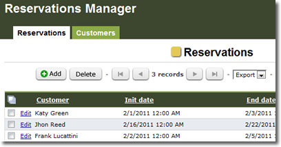Reservations Manager