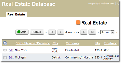 Real estate database