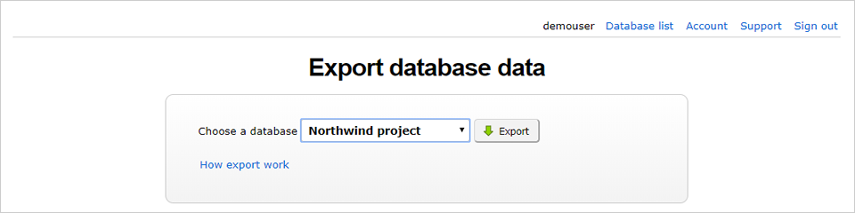 Export database